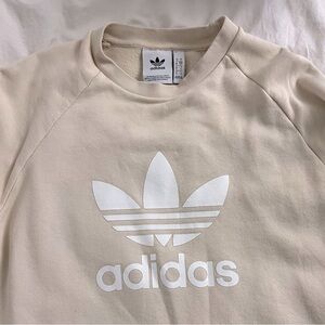 Adidas LOGO Light Beige Sweatshirt Long Size S Mens